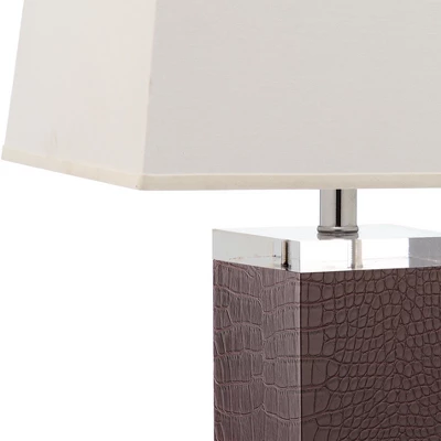 (Set Of 2) 27" Deco Leather Table Lamp Brown (Includes CFL Light Bulb) - Safavieh - Image 3