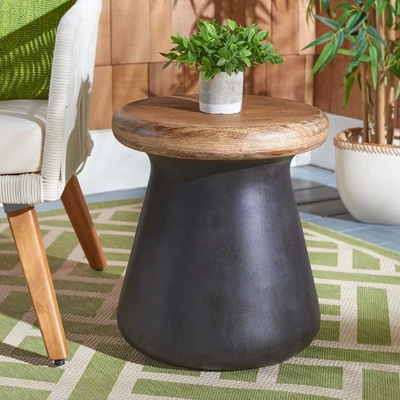 Button Indoor/Outdoor Modern Concrete Round Accent Table - Safavieh - Image 5