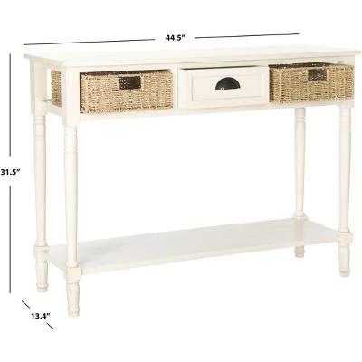Winifred Wicker Console Table With Storage - White - Safavieh - Image 3