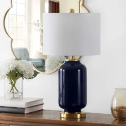 Amaia Glass Table Lamp - Navy - Safavieh
