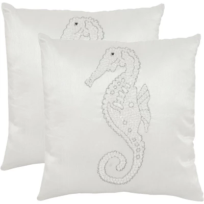 Smooching Seahorse Pillow (Set Of 2) - Pearlescent - 18" X 18" - Safavieh