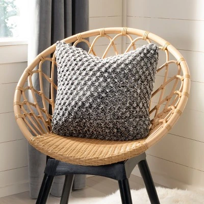 20"x20" Oversize Janan Knit Square Throw Pillow Dark Gray - Safavieh - Image 2