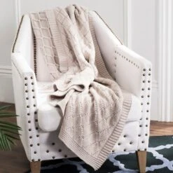 Petal Knit Throw Blanket - Palewisper - 50" X 60" - Safavieh