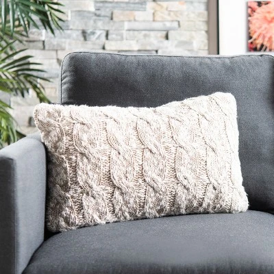 Chunky Knit Pillow - Stone/Natural - 12" X 20" - Safavieh