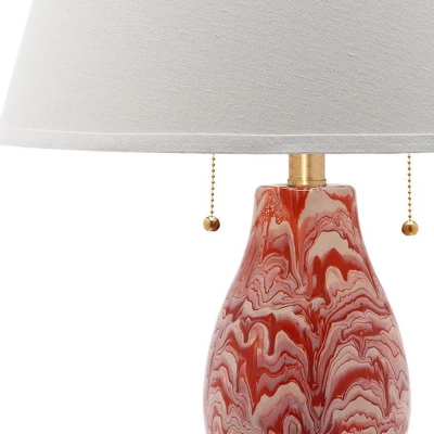 Color Swirls Glass Table Lamp (Set Of 2) - Orange/White - Safavieh - Image 2