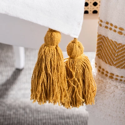 Polli Throw Blanket - Mustard Yellow/Beige - 50" X 60" - Safavieh - Image 3