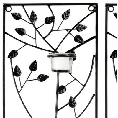 Margot Tea Light Climbing Leaves (Set Of 3) Wall Décor - Black - Safavieh - Image 2