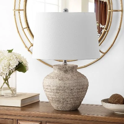 Ledger Ceramic Table Lamp - Light Grey - Safavieh