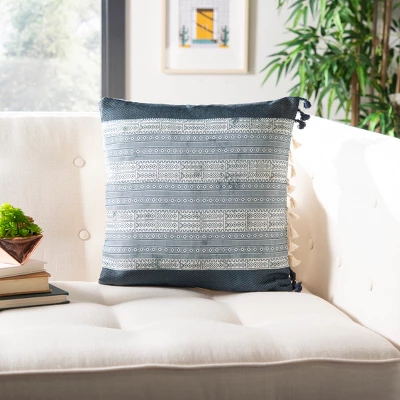 Linney Pillow - Deep Blue/Grey - 16" X 16" - Safavieh - Image 3