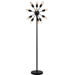 67.5" Urban 12 Light Retro Floor Lamp (Includes Light Bulb) Black - Safavieh