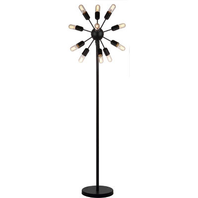 67.5" Urban 12 Light Retro Floor Lamp (Includes Light Bulb) Black - Safavieh