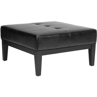 Fulton Small Square Cocktail Ottoman - Black - Safavieh - Image 2