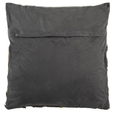 Perris Cowhide Pillow - Grey/Yellow/White - 20" X 20" - Safavieh - Image 2