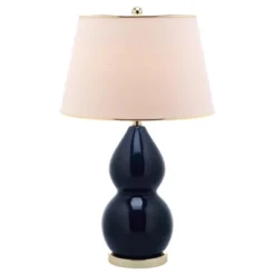 26.5" Jill Double- Gourd Ceramic Lamp Navy (Includes CFL Light Bulb) - Safavieh