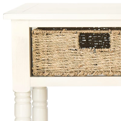 Winifred Wicker Console Table With Storage - White - Safavieh - Image 4