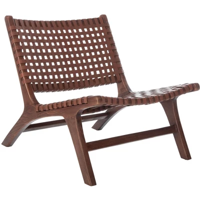 Luna Leather Woven Accent Chair - Safavieh - Image 9