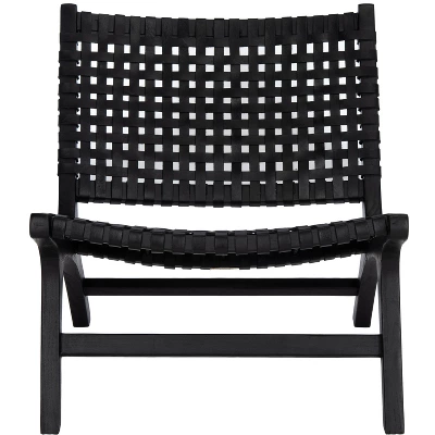 Luna Leather Woven Accent Chair - Safavieh - Image 11