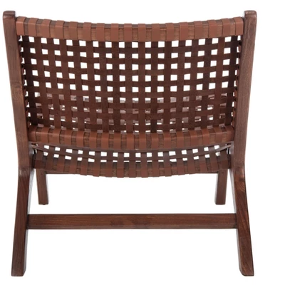 Luna Leather Woven Accent Chair - Safavieh - Image 4