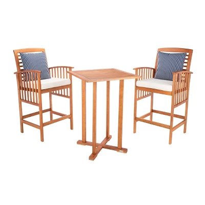 Pate 3pc Bistro Set - Natural/Beige/Navy - Safavieh - Image 6