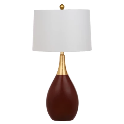 (Set Of 2) 27.5" Medallion Table Lamp (Includes CFL Light Bulb) Gold/Walnut - Safavieh