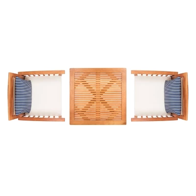 Pate 3pc Bistro Set - Natural/Beige/Navy - Safavieh - Image 5