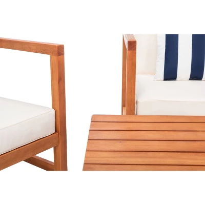 Montez 4pc Living Set With Accent Pillows - Natural/Beige/Navy - Safavieh - Image 4