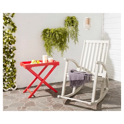 Lugano Wood Patio Rocking Chair - White - Safavieh - Image 4