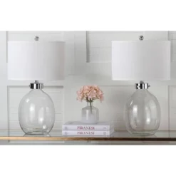 Set Of 2 Neville Glass Table Lamp (Includes LED Light Bulb) Clear - Safavieh