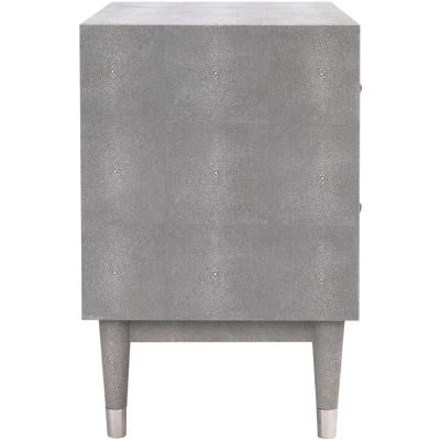 Jodie Faux Shagreen Nightstand - Grey/Silver - Safavieh - Image 3