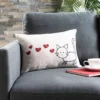 Kitty Love Pillow - Cream/Red - 12" X 18" - Safavieh