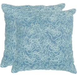 Tape Swirl Pillow (Set Of 2) - Wedgwood Blue - 20" X 20" - Safavieh