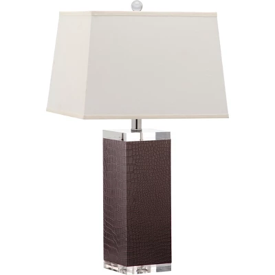 (Set Of 2) 27" Deco Leather Table Lamp Brown (Includes CFL Light Bulb) - Safavieh