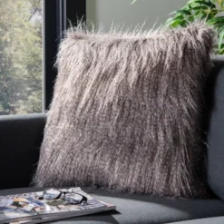 Faux Luke Peacock Pillow - Grey - 20" X 20" - Safavieh