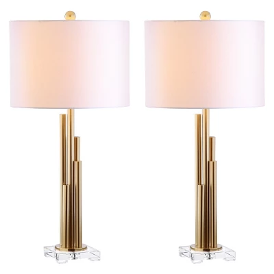 (Set Of 2) 32" Hopper Table Lamp Brass Gold (Includes LED Light Bulb) - Safavieh