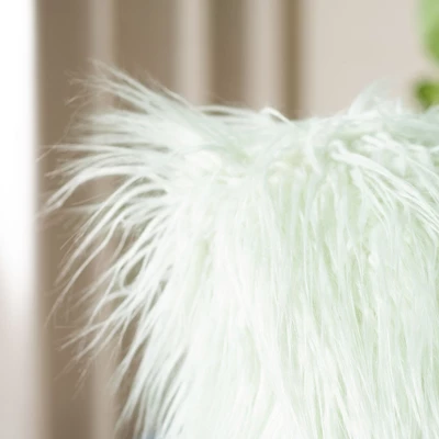 Caelie Faux Fur Pillow - Mint - 20" X 20" - Safavieh - Image 2