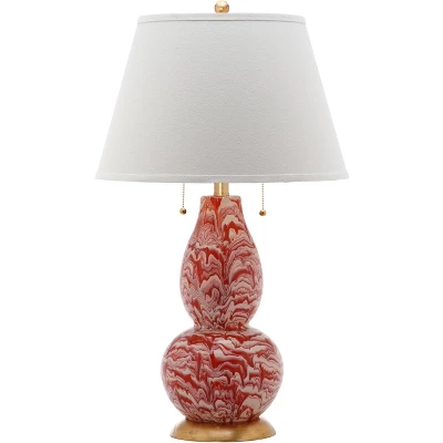 Color Swirls Glass Table Lamp (Set Of 2) - Orange/White - Safavieh - Image 3