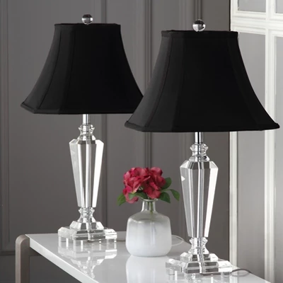 (Set Of 2) 24.5" Lilly Crystal Table Lamp Clear (Includes CFL Light Bulb) - Safavieh