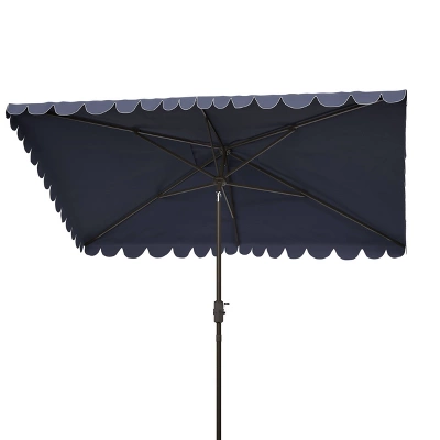 9.8' X 6.6' Rectangular Venice Crank Umbrella Navy/White - Safavieh - Image 2