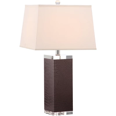 (Set Of 2) 27" Deco Leather Table Lamp Brown (Includes CFL Light Bulb) - Safavieh - Image 2