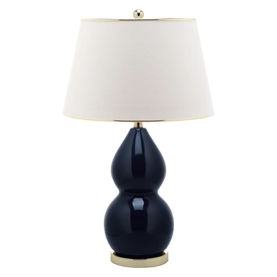 (Set Of 2) 26.5" Jill Double- Gourd Ceramic Lamp Navy (Includes CFL Light Bulb) - Safavieh - Image 2